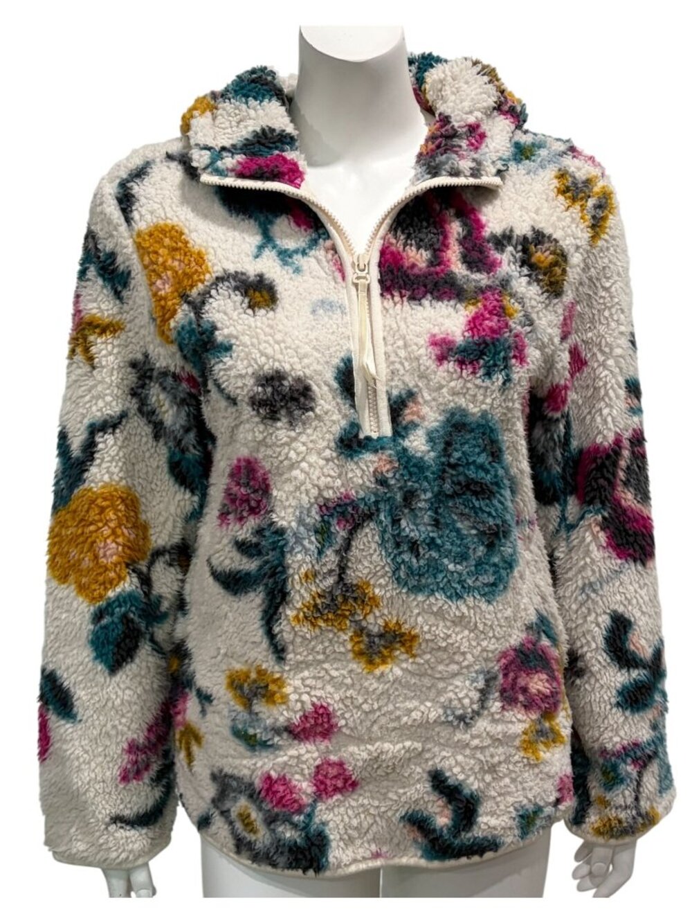 Saturday Sunday Anthropologie Rosemarie Sherpa Pullover Hoodie XS Half-Zip Cozy